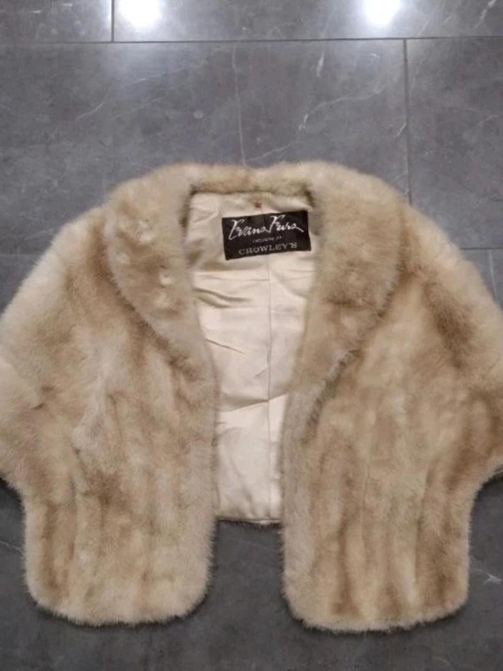 Vintage Evans Furs  Beige Mink Fur Short Coat/ Shawl OS